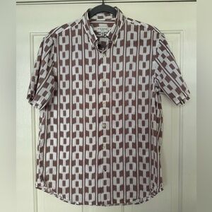 *NWOT* Club Monaco Slim Fit Mens Button-Up Short Sleeve Shirt Retro Pattern S